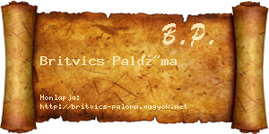 Britvics Palóma névjegykártya